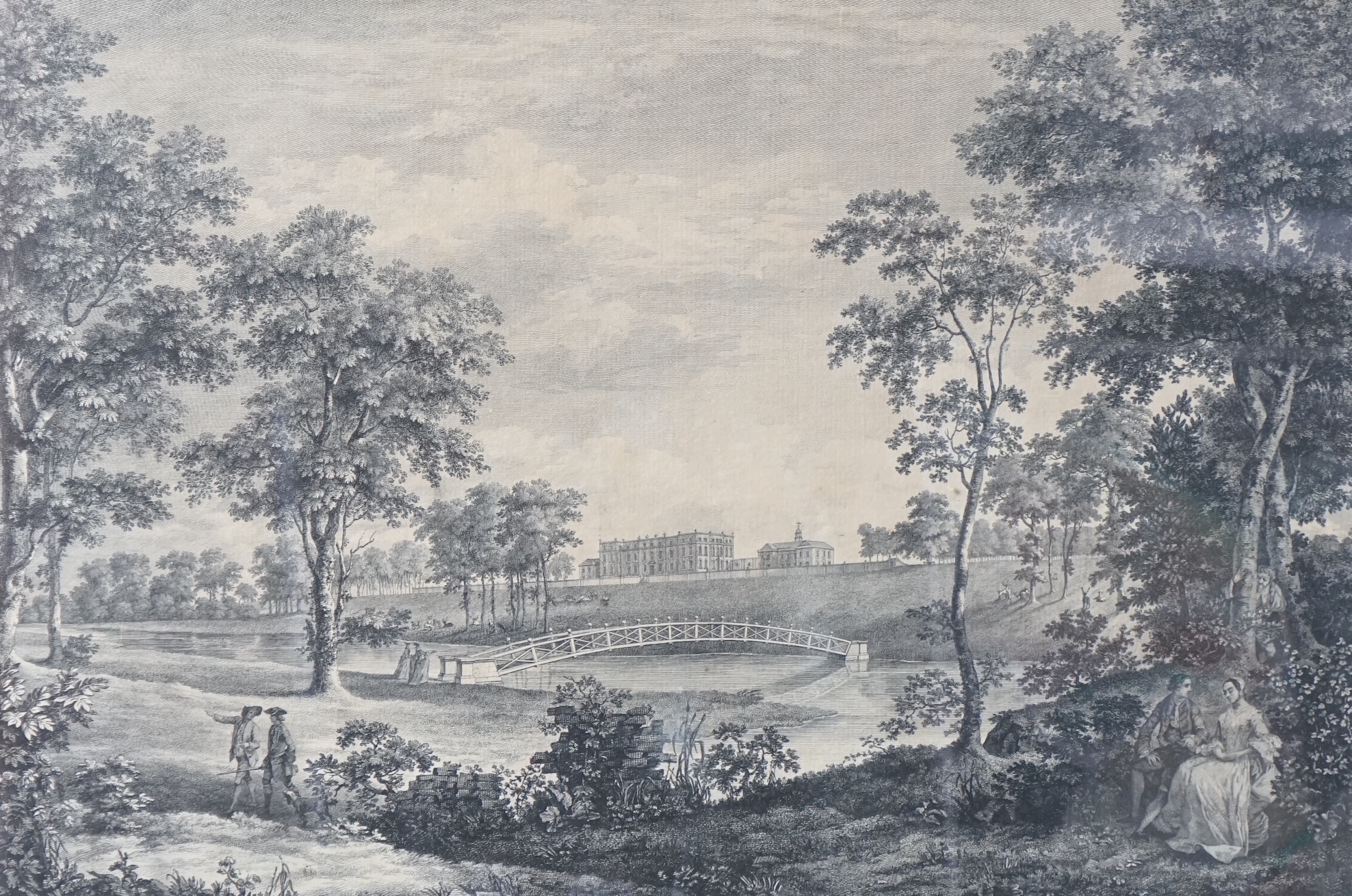 Luke Sullivan (Irish, 1705–1771), A View of Ditchley in Oxfordshire, the seat of the Rt Honourable the Earl of Litchfield, 1759, engraving, 37 x 52cm